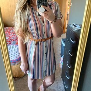 70’s style striped button through dress